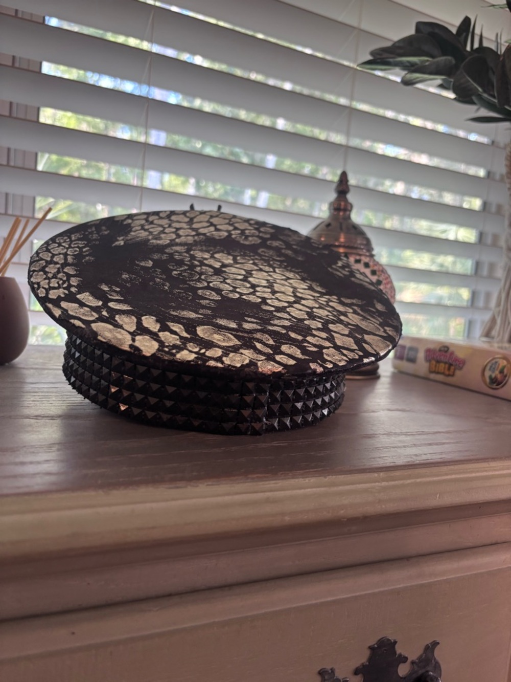 Embellished Black Velvet Captains Hat, Love Market - Picture 2 of 4